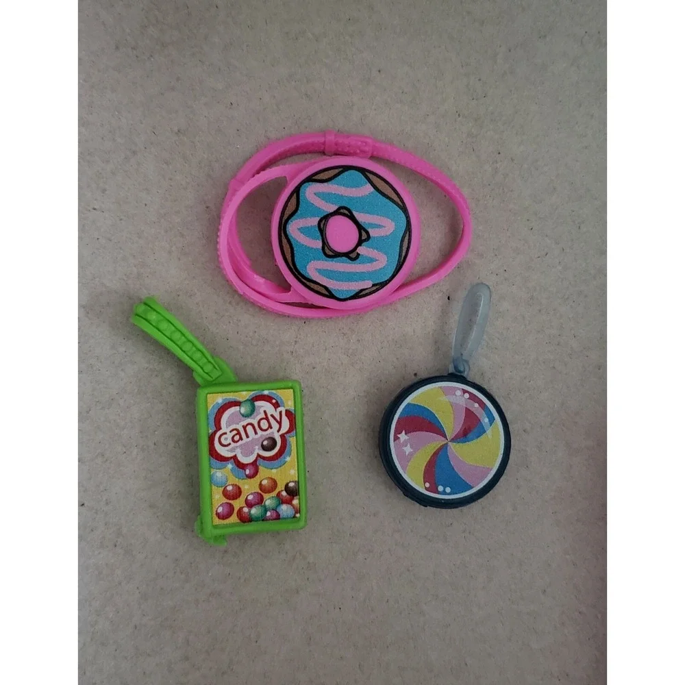 BARBIE DOLL PINK LONG STRAP DONUT PURSE CANDY BAG LOLLIPOP WRISTLET ACCESSORIES